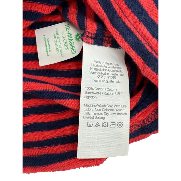 J. Crew Striped Casual Blue Red Cotton Tie Waist Nautical Preppy Shirt Dress LG - Picture 12 of 15